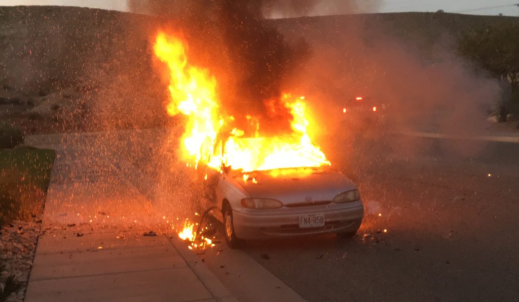 Car Consumed By Flames Explosions Couple Spotted Running Away From Scene Cedar City News 